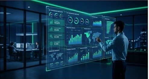 Profesional analizando dashboards de Power BI